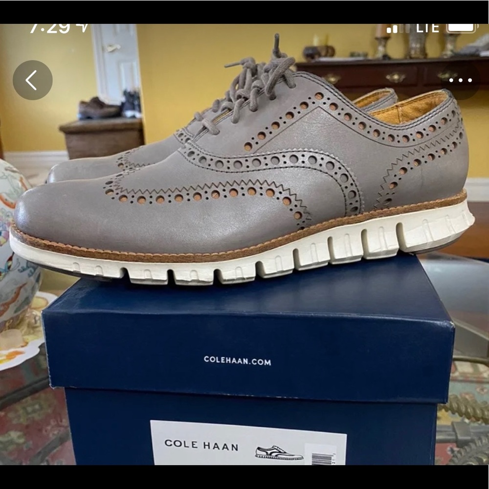 NIB ColeHaan Men’s ZEROGRAND Wingtip Oxford Gray